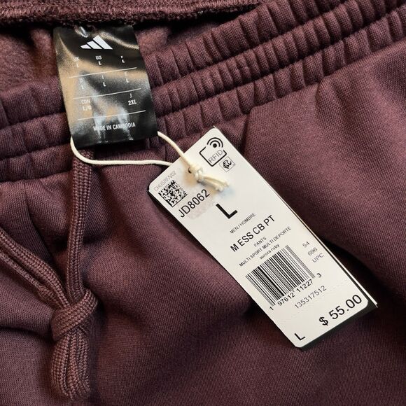 adidas Men Size Large Essentials Colorblock Pants Fleece Joggers Aurora Ruby NEW - Picture 6 of 11